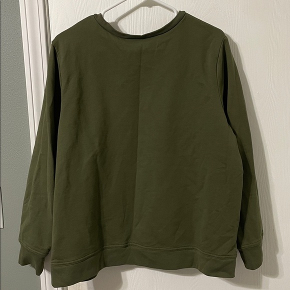 GAP Dark Green Pullover Classic Crewneck Fleece Lined with White Logo Size XL - Picture 6 of 8
